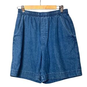 Savane Blue Denim 6.5” Pull-on Shorts Jorts front & back pockets Size 12 Medium